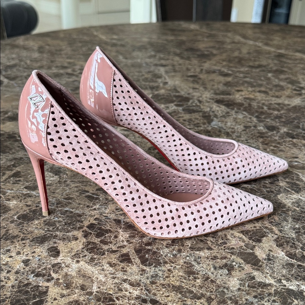 Christian Louboutin perfokate Kate 85mm tornado blush pink stiletto sz 38